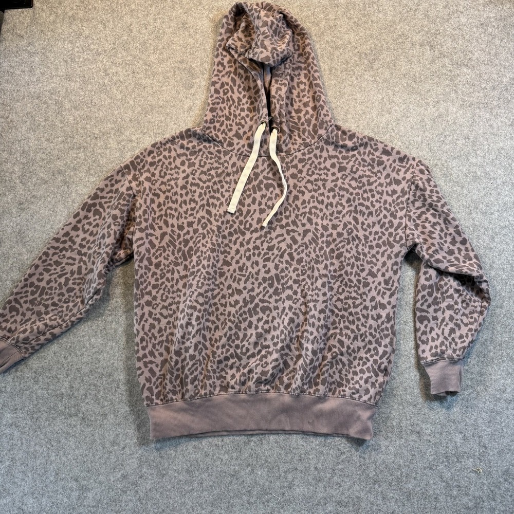 Buffalo David Bitton Leopard Print Hoodie Medium Mauve Animal Print Fleece